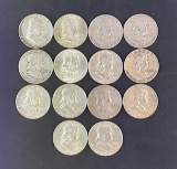 1 lot of 14 Franklin Half Dollars