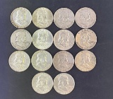1 lot of 14 Franklin Half Dollars