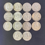 1 lot of 14 Franklin Half Dollars