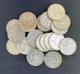 1 lot of 20 Franklin Half Dollars
