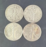 1 lot of 4 Walking Liberty Silver Half Dollars