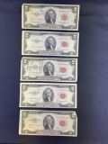 1 lot of 5 $2 Red Notes