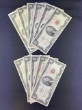 1 lot of 11 1963 $2 Red Notes