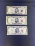 1 lot of 3 $5 Bills