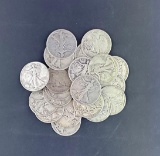 1 lot of 20 Walking Liberty Silver Half Dollars