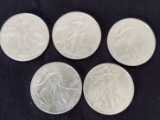5 2002 Walking Liberty Silver Eagles
