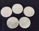 5 2002 Walking Liberty Silver Eagles