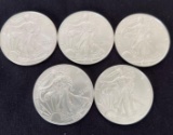 5 2002 Walking Liberty SIlver Eagles