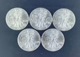 5 2002 Walking Liberty Silver Eagles