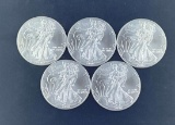 5 2002 Walking Liberty Silver Eagles