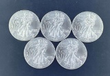5 2002 Walking Liberty Silver Eagles