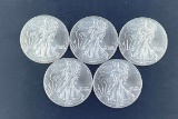 5 2002 Walking Liberty Silver Eagles