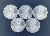 5 2002 Walking Liberty Silver Eagles