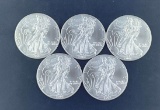 5 2002 Walking Liberty Silver Eagles