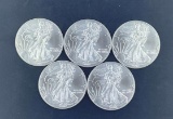 5 2002 Walking Liberty Silver Eagles
