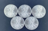 5 2002 Walking Liberty Silver Eagles