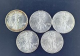 5 Walking Liberty Silver Eagles