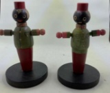 2 Wooden Dolls on Stands