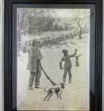 Framed Rabbit Hunt Print by A.B. Frost