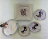 Assorted Lot of 5 Ashtrays