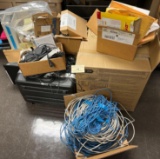 Large Lot of Ethernet Cable and Scrap Computers