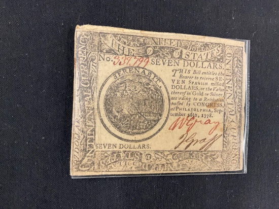 United States Seven Dollar Note 1778