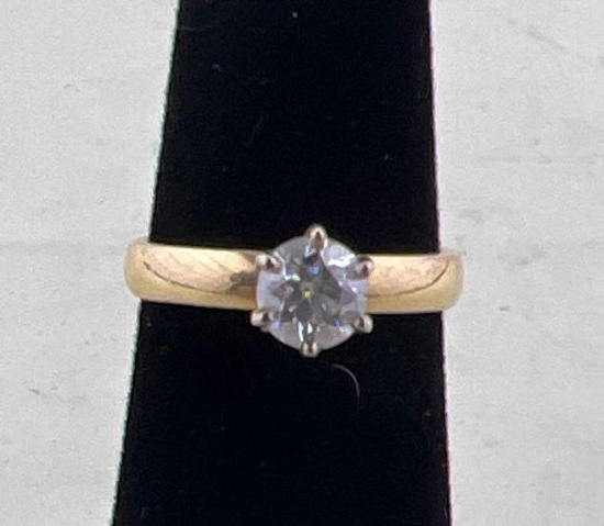 14K Yellow Gold Diamond Solitaire Engagement Ring