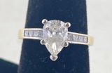 18k Custom Engagement Ring with Pear Shaped Center Diamond