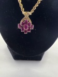 14k Yellow Gold Necklace with Ruby Slide Pendant