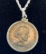 1980 Susan B. Anthony Dollar Coin with Sterling Silver Rope Style Necklace