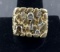 Gentlemen's 14K Yellow Gold Nugget Ring Contains 7 Diamonds