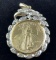 $25 Walking Liberty Half Ounce Gold Coin Set in 14K Gold and Diamond Pendant