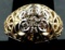 7 Diamond Kentucky Cluster RIng with Filigree Sides in 14K Yellow Gold