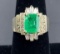 14K Yellow Gold Diamond and Emerald Ring