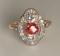 10K Yellow Gold Diamond and Red Sapphire