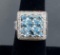 14K White Gold Diamond and Aquamarine Ring
