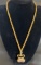 18K Yellow Gold Chain and Pendant with Amethyst Stones