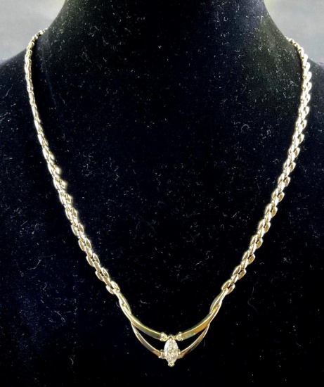 Marquis Diamond 14K Yellow Gold Necklace