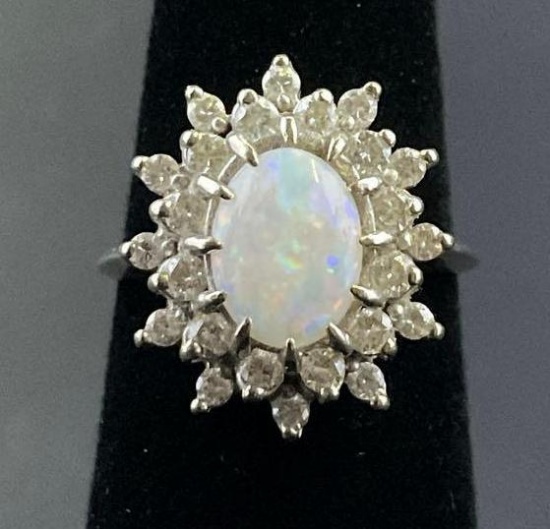 Diamond and Opal Ring