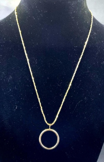 14K Yellow Gold Rope Necklace with Pendant