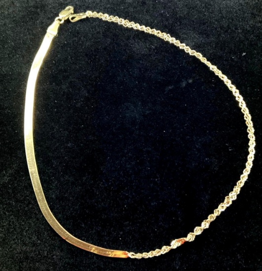 10K Yellow Gold Herringbone Anklet