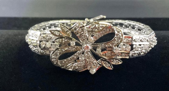 18K White Gold Mid Century Diamond Cocktail Bracelet