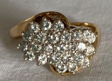 14K Yellow Gold and Diamond Cocktail Ring