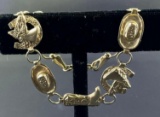 10K Yellow Gold Western Themed Charm Bracelet