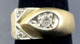 10K Yellow and Diamond Men's Ring
