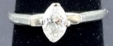 14K White Gold and Diamond Marquis Solitaire Ring