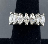 14K White Gold Marquise 7 Stone Diamond Ring