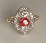 10K Yellow Gold Diamond and Red Sapphire
