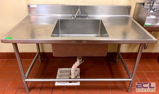 DESCRIPTION 60" X 32" SINGLE COMPARTMENT STAINLESS SINK W/ 6" BACKSPLASH SIZE 60" X 32" LOCATION