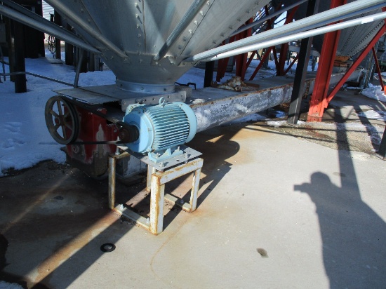 Conveyor 14" x 34', 10 hp elect motor, located under wet holding bin to leg